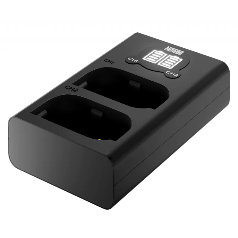 Cargador USB-C de doble canal Newell DL-USB-C para batería Panasonic DMW-BLK22 Negro