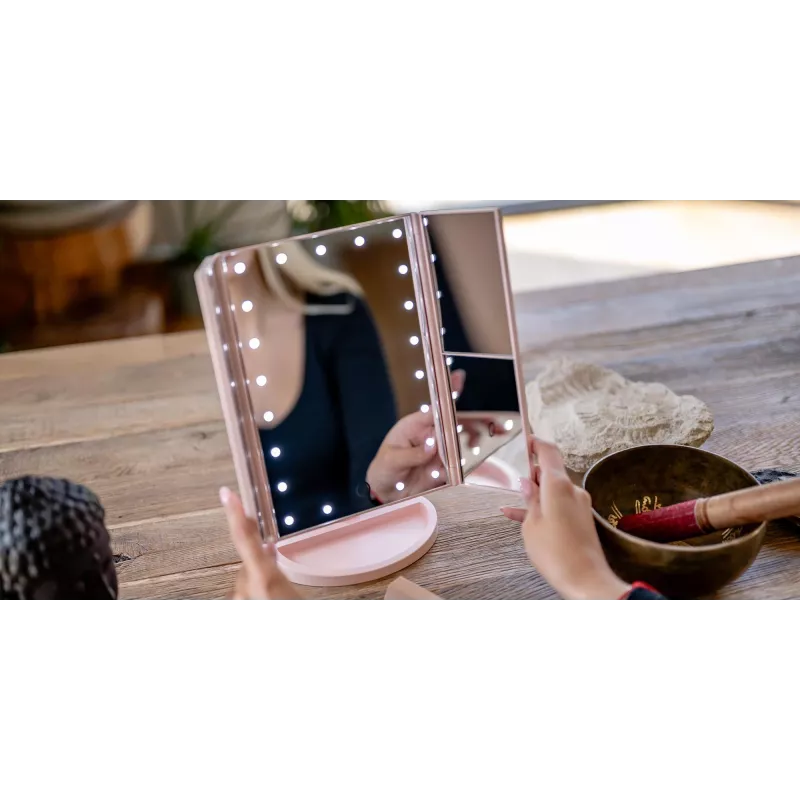 Humanas HS-ML04 Espejo de maquillaje LED con iluminación - rosa