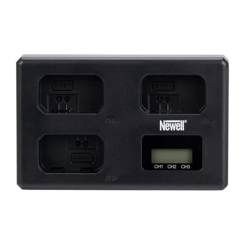 Newell TT-USB-C Cargador de triple canal para baterías Sony NP-FW50