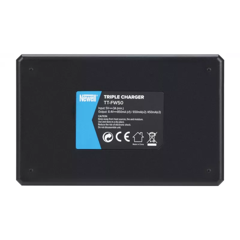 Newell TT-USB-C Cargador de triple canal para baterías Sony NP-FW50