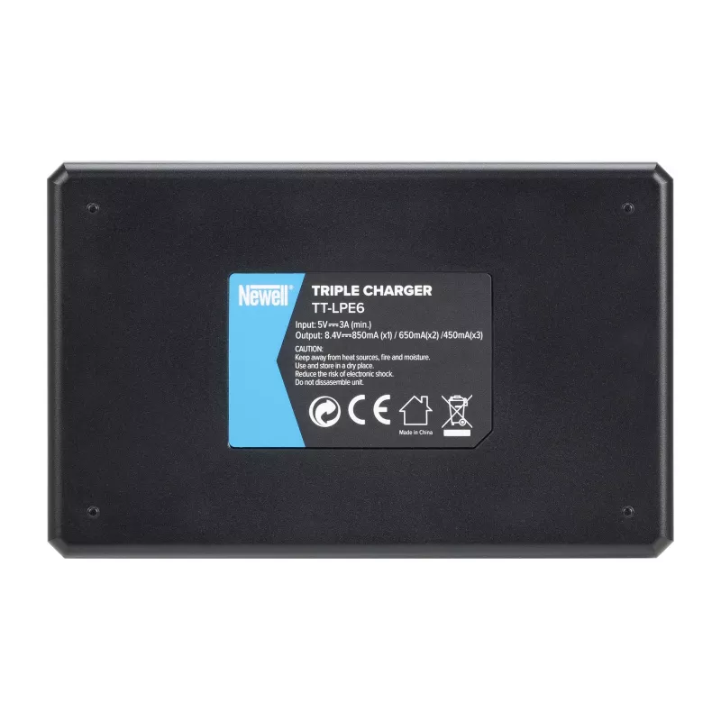 Newell TT-USB-C Cargador de triple canal para baterías Canon LP-E6