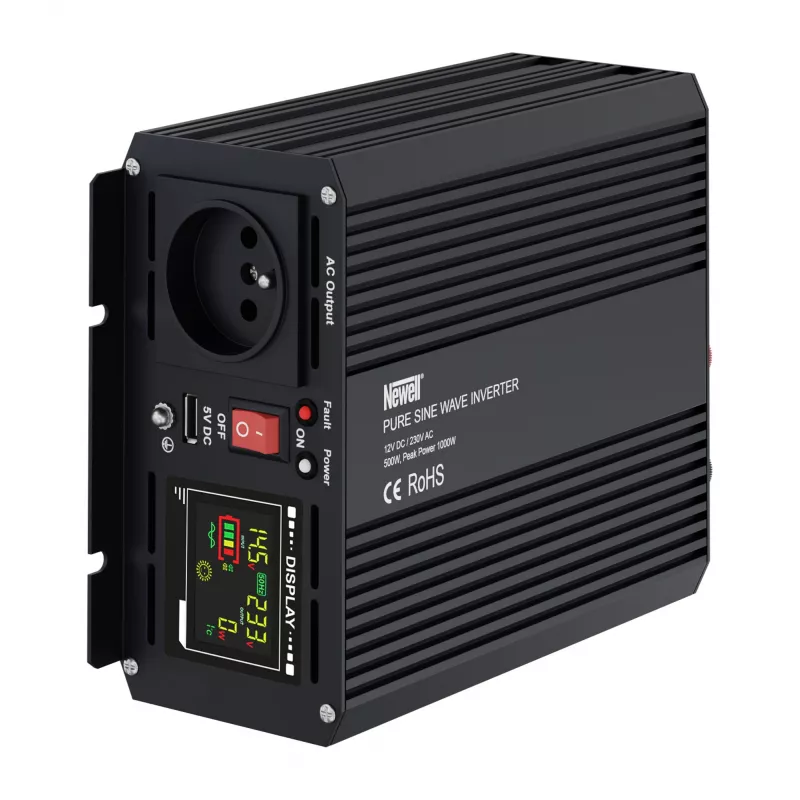 Inversor de corriente Newell de onda sinusoidal pura 12V DC a 230V AC 500W