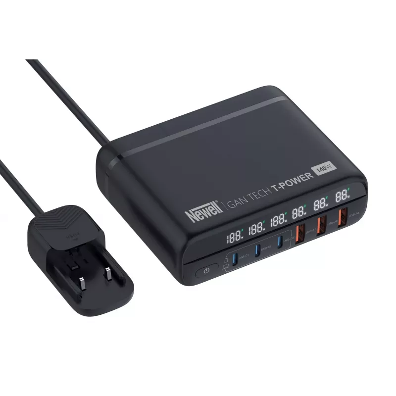 Cargador de red Newell GaN Tech T-Power 140 W con set de adaptadores