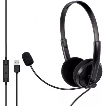 MOZOS MTX1091ECO Auriculares On-Ear con Cable y Micrófono USB-A