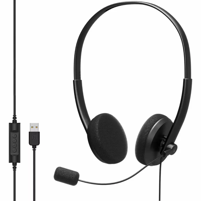 MOZOS MTX1091ECO Auriculares On-Ear con Cable y Micrófono USB-A