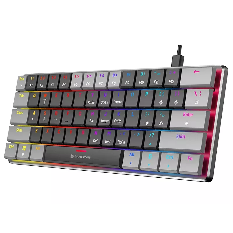 Tracer GameZone Keylo 61 Teclado Gaming Mecánico con Cable, Formato 60%, Interruptores Outemu Red, Retroiluminación RGB, Grafito