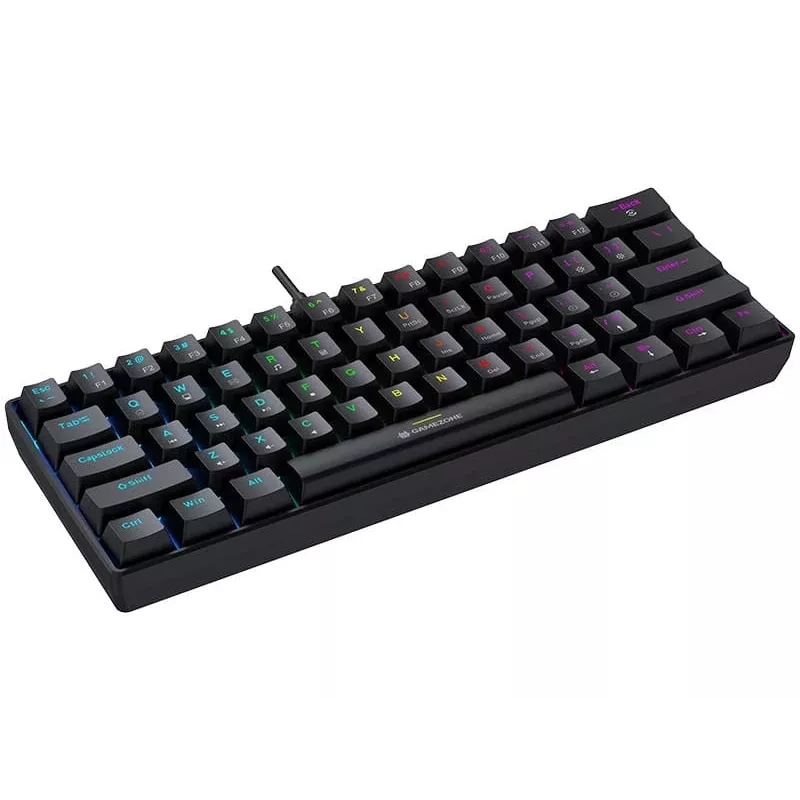 Tracer GameZone Claws 61 Teclado Gaming Mecánico con Cable, Formato 60%, Interruptores Outemu Blue, Retroiluminación RGB, Negro