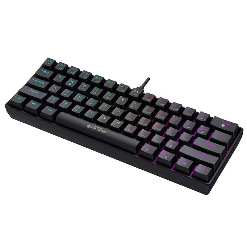 Tracer GameZone Claws 61 Teclado Gaming Mecánico con Cable, Formato 60%, Interruptores Outemu Blue, Retroiluminación RGB, Negro