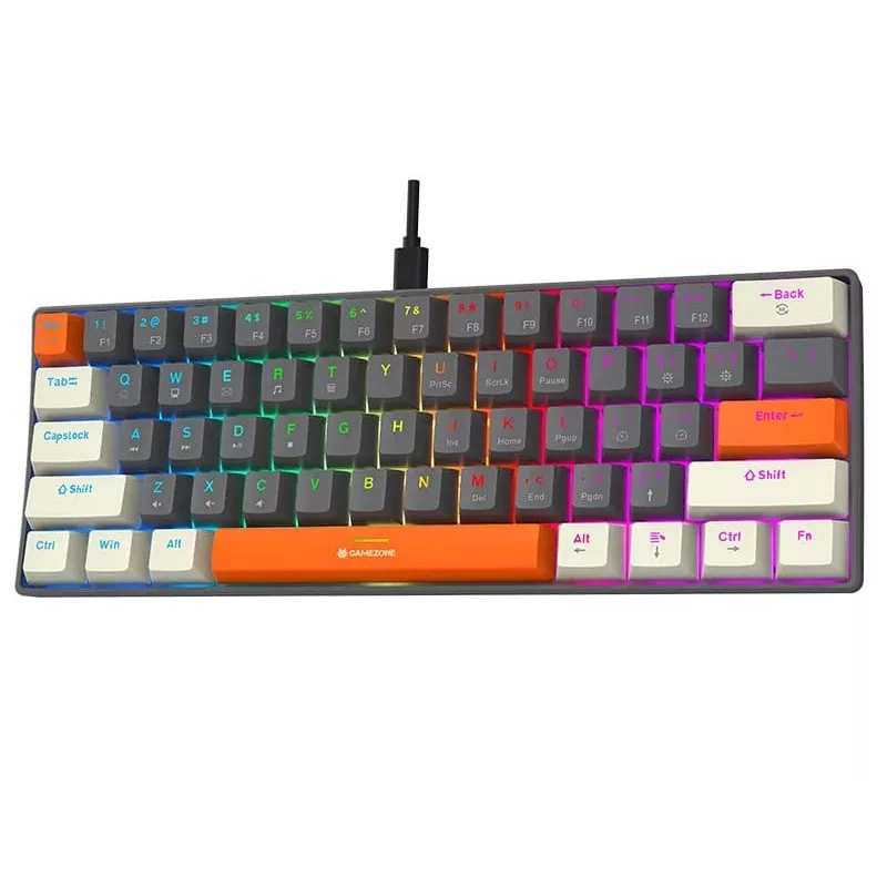 Tracer GameZone Claws 61 Teclado Gaming Mecánico con Cable, Formato 60%, Interruptores Azules, Retroiluminación RGB, Gris