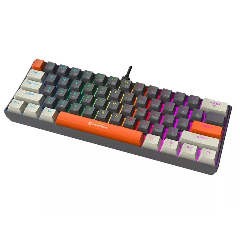 Tracer GameZone Claws 61 Teclado Gaming Mecánico con Cable, Formato 60%, Interruptores Azules, Retroiluminación RGB, Gris
