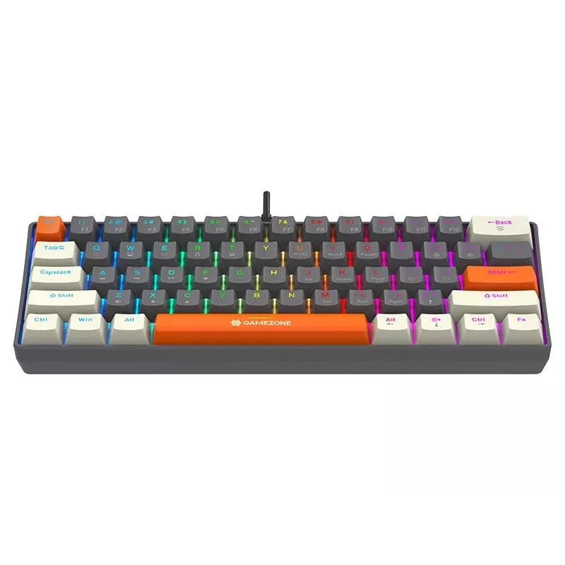 Tracer GameZone Claws 61 Teclado Gaming Mecánico con Cable, Formato 60%, Interruptores Azules, Retroiluminación RGB, Gris