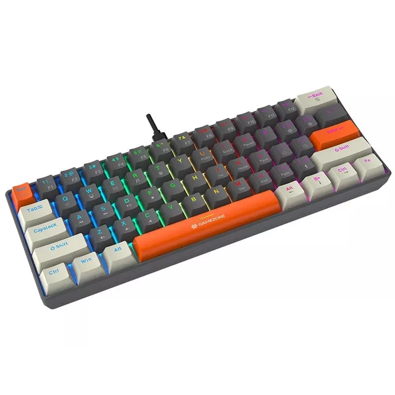 Tracer GameZone Claws 61 Teclado Gaming Mecánico con Cable, Formato 60%, Interruptores Azules, Retroiluminación RGB, Gris