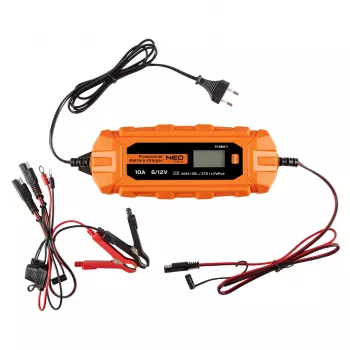 NEO TOOLS Cargador automático 10A/160W, 3-200Ah, para baterías de plomo-ácido / AGM / GEL