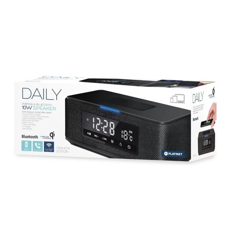 Platinet PMGQ15B - Altavoz estéreo portátil inalámbrico 10W - negro - pantalla LCD