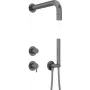 DEANTE conjunto de ducha empotrado con teléfono de ducha - negro mate, monomando, latón, manguera de 150 cm