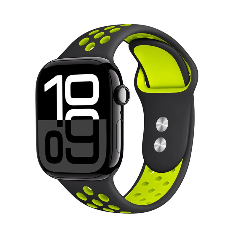 Crong Duo Sport correa para Apple Watch 38/40/41/42 mm (negro/verde lima)