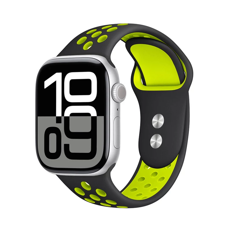 Crong Duo Sport correa para Apple Watch 38/40/41/42 mm (negro/verde lima)