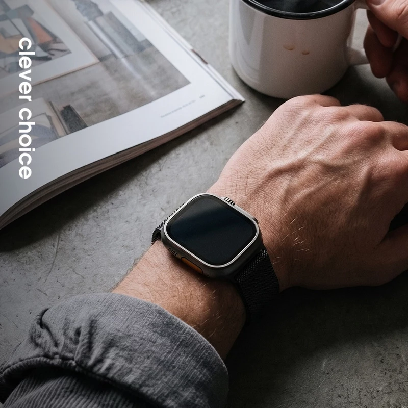 Crong Milano Steel correa Milanese Loop de acero inoxidable para Apple Watch 38/40/41/42 mm (negra)