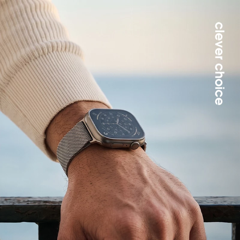 Crong Milano Steel correa de acero inoxidable para Apple Watch 44/45/46/49 mm plateada