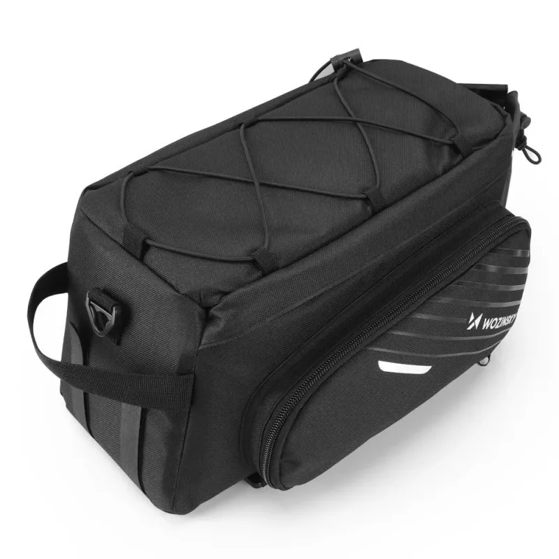 Wozinsky bolsa para portaequipajes de bicicleta 9L con correa de hombro y funda de lluvia negra (WBB22BK)