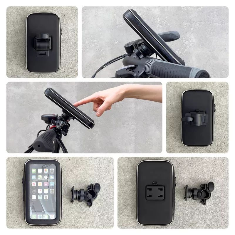 Wozinsky soporte universal de manillar para teléfono para bicicleta, moto, patinete eléctrico - negro (WBHBK7)