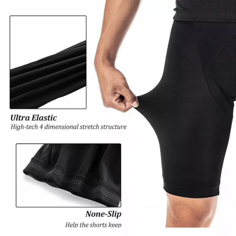 ROCKBROS Culotte de ciclismo para hombre RK2002XL con badana acolchada, XL, Negro