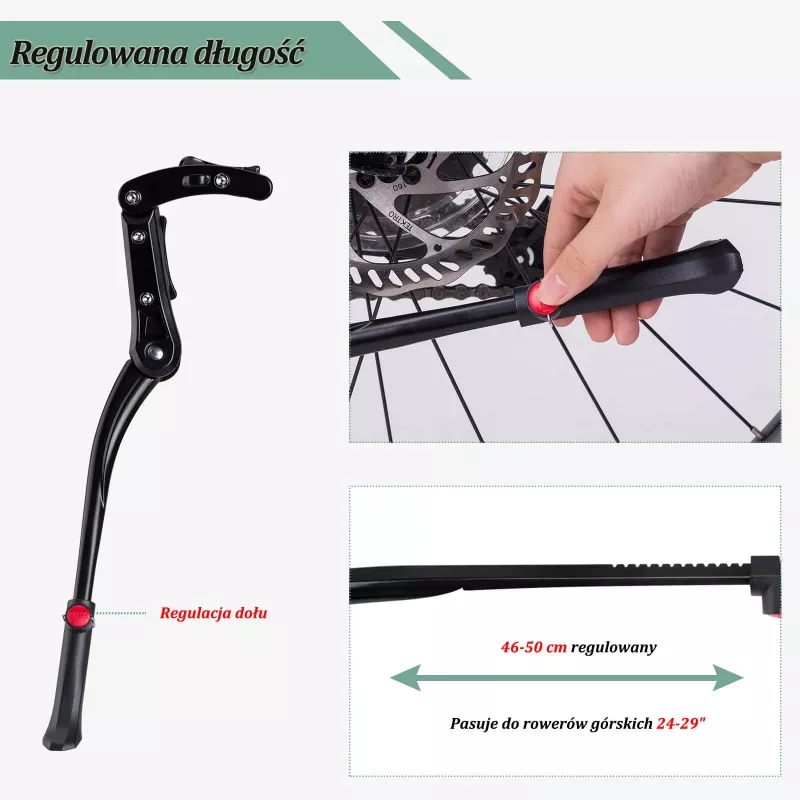 ROCKBROS Caballete para bicicleta JC1005BK - Negro, ajustable 345-400mm, aleación de aluminio, pie de goma antideslizante, para ruedas de 24-29