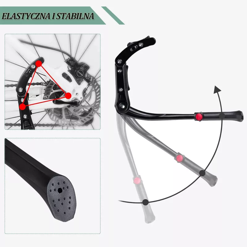 ROCKBROS Caballete para bicicleta JC1005BK - Negro, ajustable 345-400mm, aleación de aluminio, pie de goma antideslizante, para ruedas de 24-29