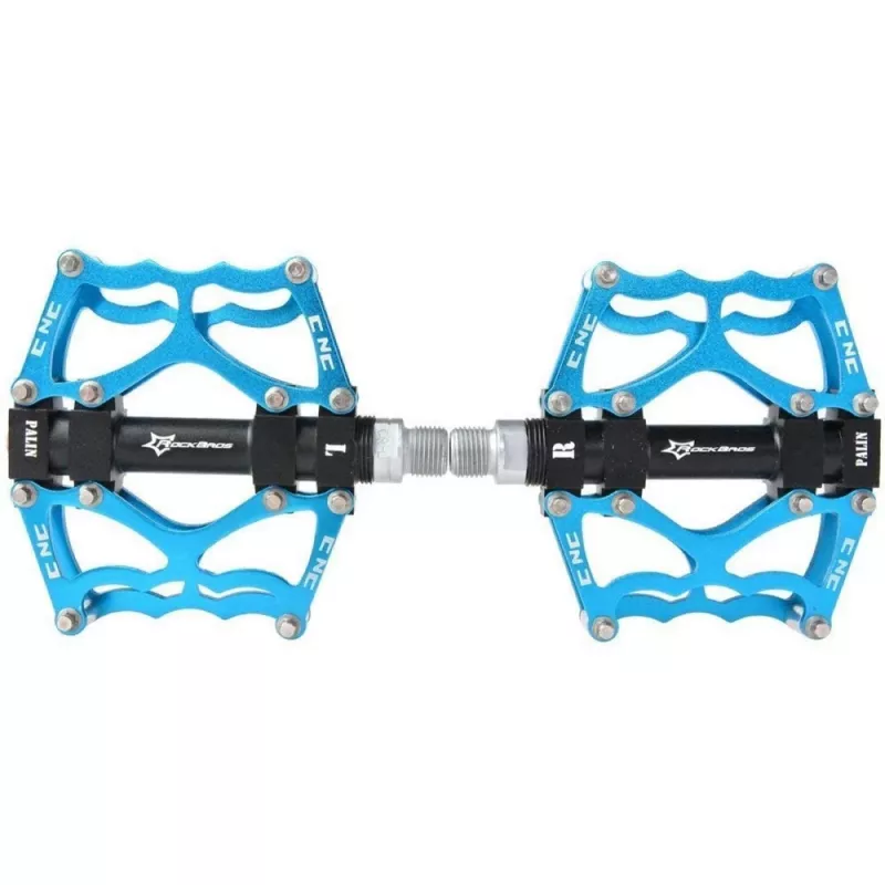 ROCKBROS Pedales de plataforma de aleación de aluminio azules JT201012LBL eje Cr-Mo 9/16 inch, rodamientos sellados, par