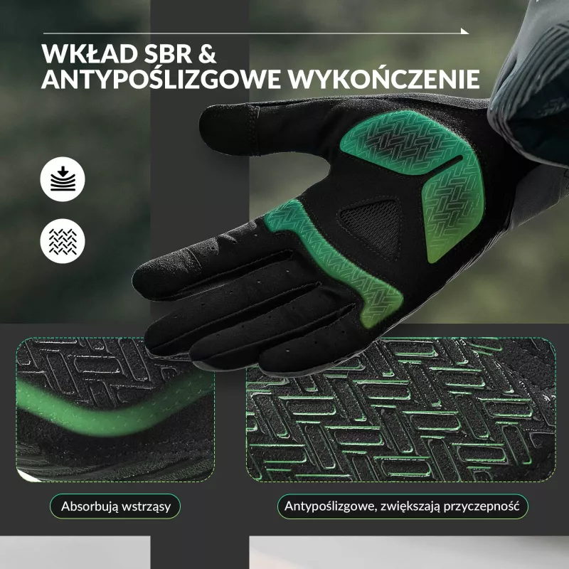 ROCKBROS Guantes de ciclismo de medio dedo talla L Verde-Negro