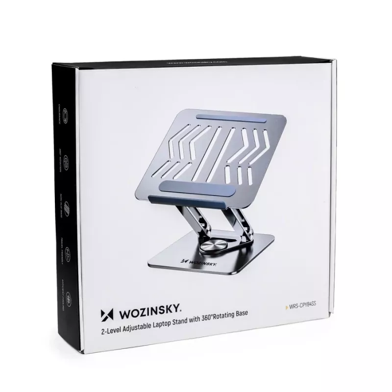 Soporte para portátil 360° Wozinsky plateado con soporte para móvil