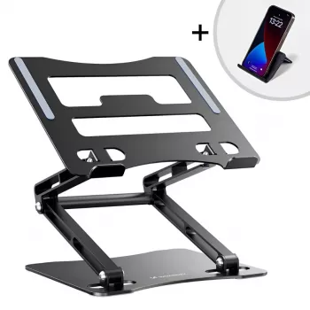 Soporte para portátil Wozinsky negro + soporte para móvil