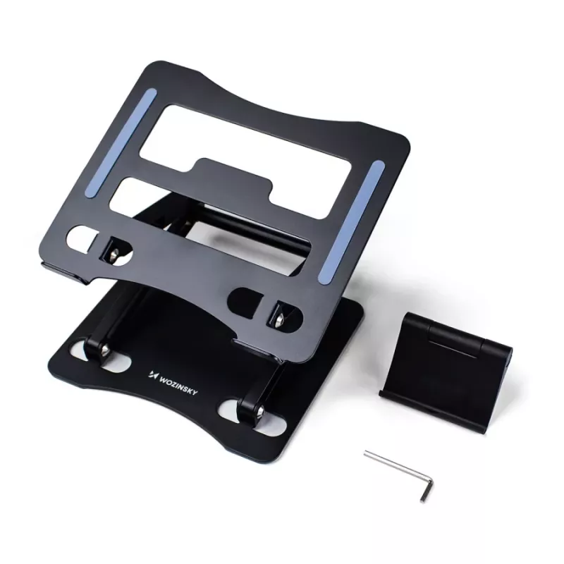 Soporte para portátil Wozinsky negro + soporte para móvil