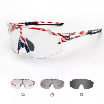 Gafas de ciclismo fotocromáticas ROCKBROS con protección UV e inserto corrector - USA Pattern - Blancas