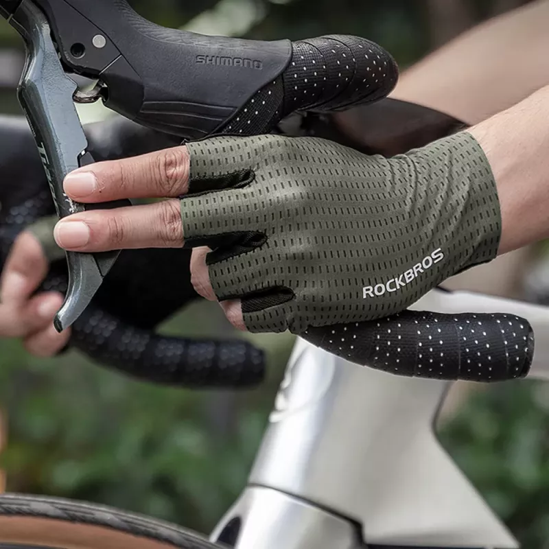 Guantes de ciclismo transpirables de dedos cortos ROCKBROS S107 XXL verdes