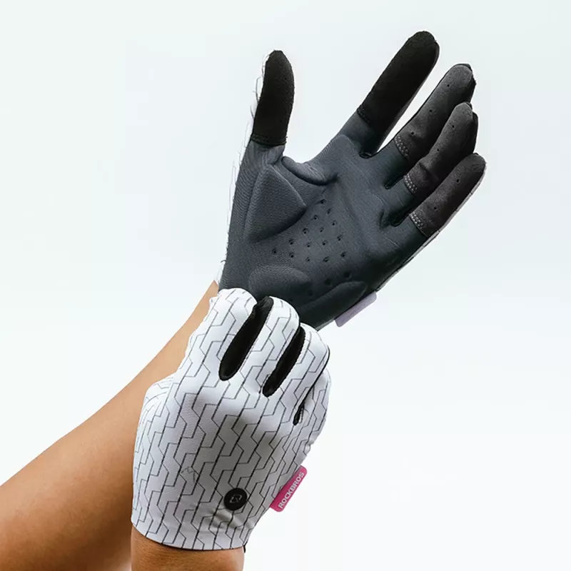 Rockbros Guantes deportivos de dedo completo primavera-verano talla L - blanco-negro