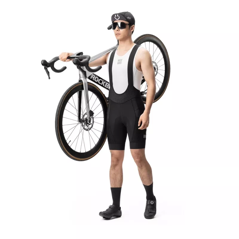 ROCKBROS Culotte de tirantes de ciclismo con badana hombre, largo corto, talla L, Negro YDDK009