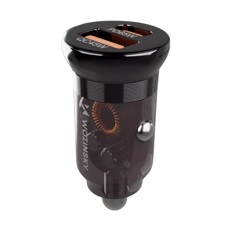 Wozinsky cargador de coche 65W USB-C PD 65W / USB-A 45W QC 3.0 - negro