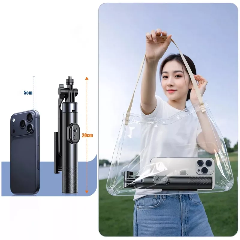Wozinsky palo selfie WC1Y30S trípode telescópico 1,3 m con soporte para móvil - negro