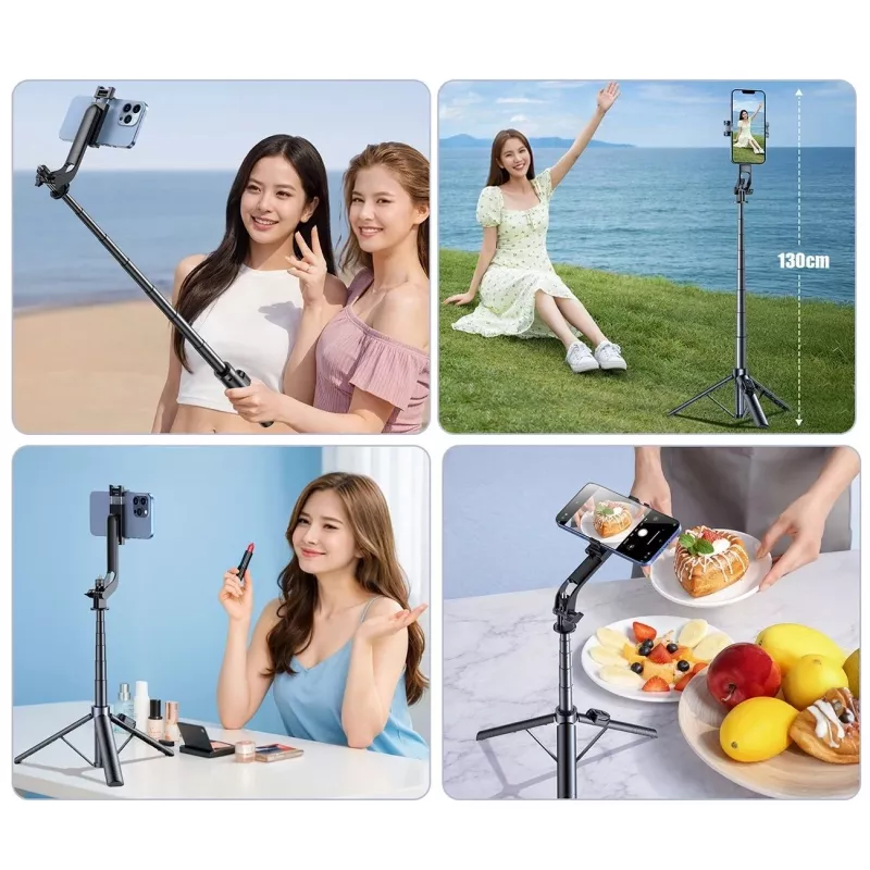 Wozinsky palo selfie WC1Y30S trípode telescópico 1,3 m con soporte para móvil - negro