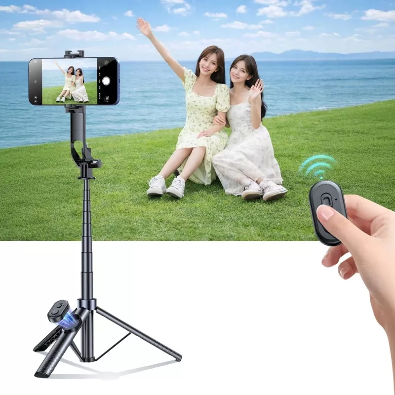 Wozinsky palo selfie WC1Y30S trípode telescópico 1,3 m con soporte para móvil - negro