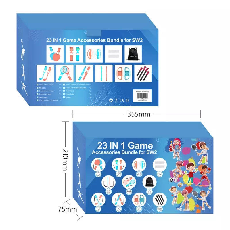HURTEL kit de accesorios familiares 23 en 1 para Nintendo Switch 2 - set naranja y azul