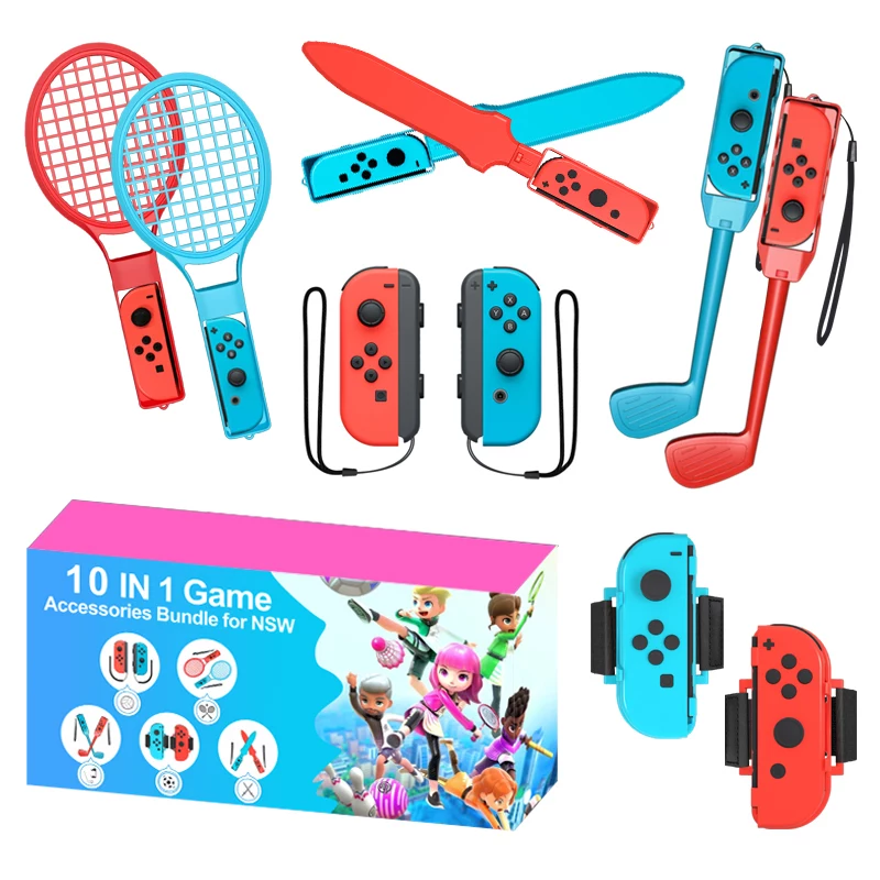 Nintendo Switch Sports kit de accesorios familiares 10 en 1 - set rojo y azul