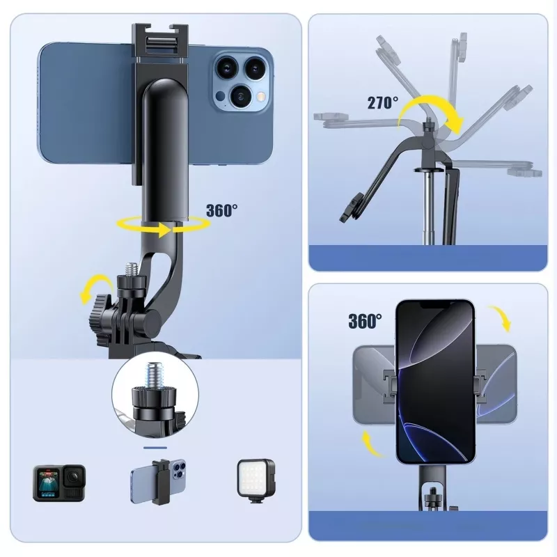 Palo selfie Wozinsky WC1Y70S trípode telescópico 1,7 m con soporte para móvil - negro