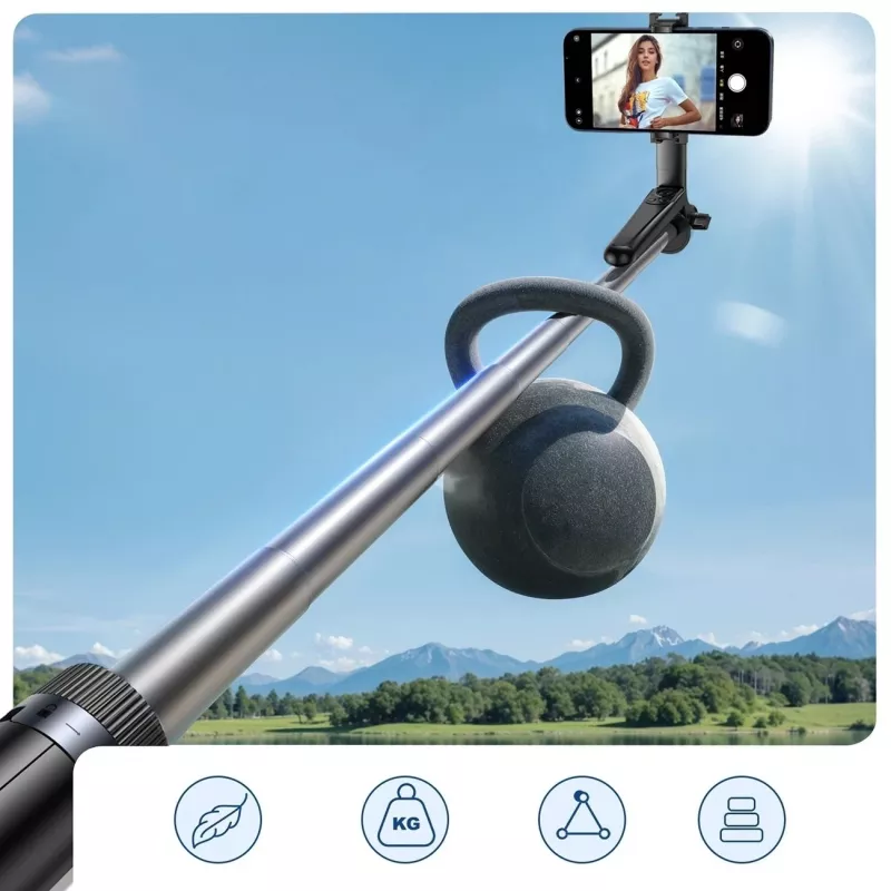 Palo selfie Wozinsky WC1Y70S trípode telescópico 1,7 m con soporte para móvil - negro