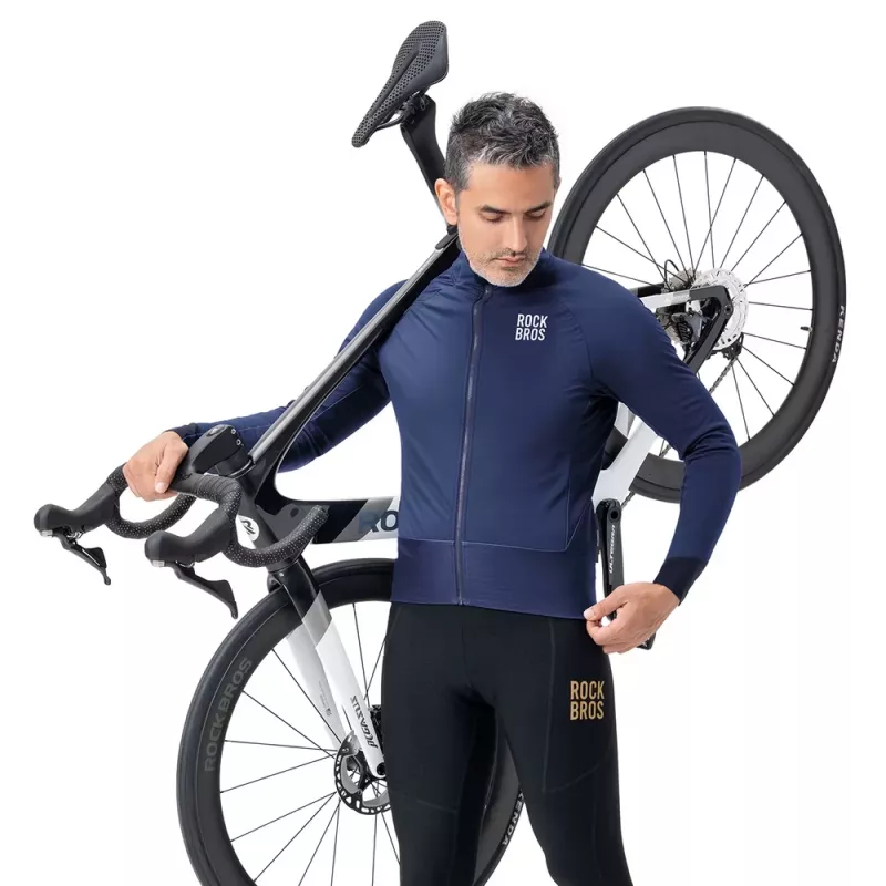 ROCKBROS YDWT014 Chaqueta de ciclismo de invierno de doble capa con forro polar XXL Azul
