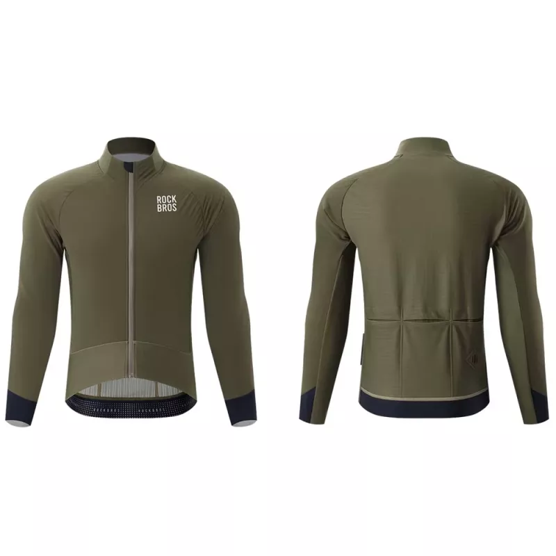 ROCKBROS YDWT014 Chaqueta de ciclismo de invierno de doble capa con forro polar XXL Verde