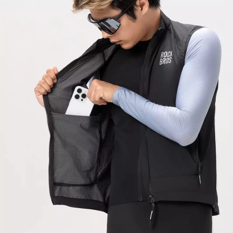ROCKBROS Chaleco cortavientos para bicicleta YDMJ003 Primavera/Otoño talla M Negro