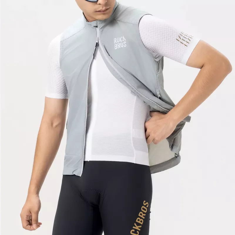 ROCKBROS Chaleco cortavientos para bicicleta YDMJ003 Primavera/Otoño talla L - Blanco-Gris