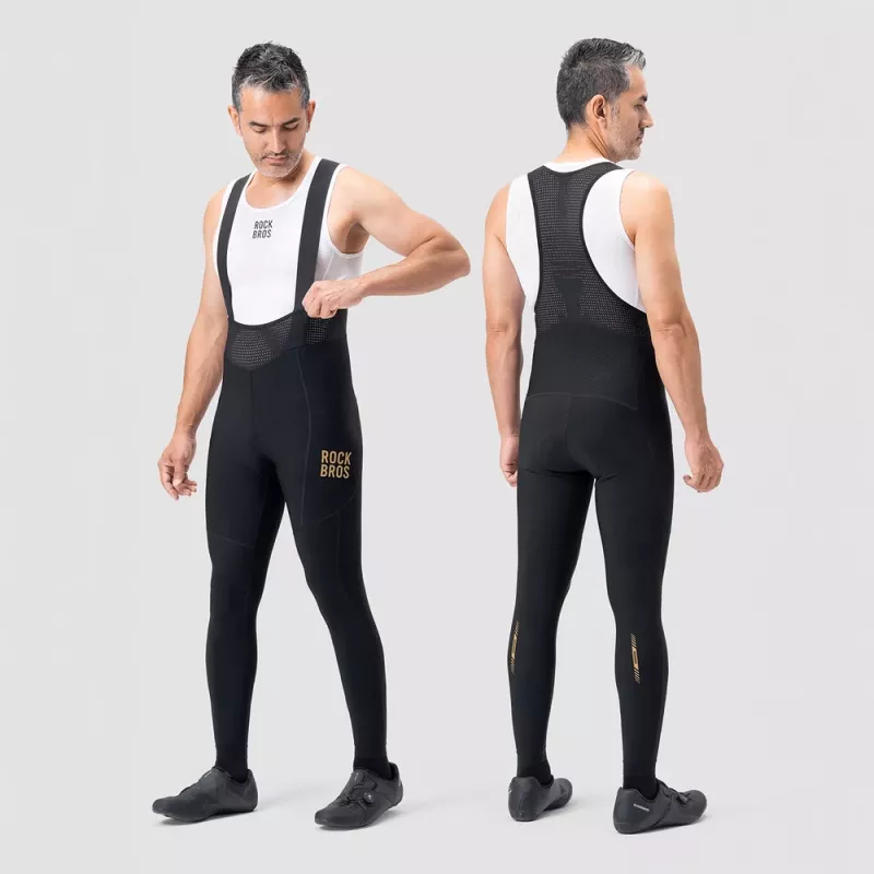 ROCKBROS YDCK012-1 Culotte corto con tirantes de ciclismo hombre largo térmico de forro polar con badana talla S negro